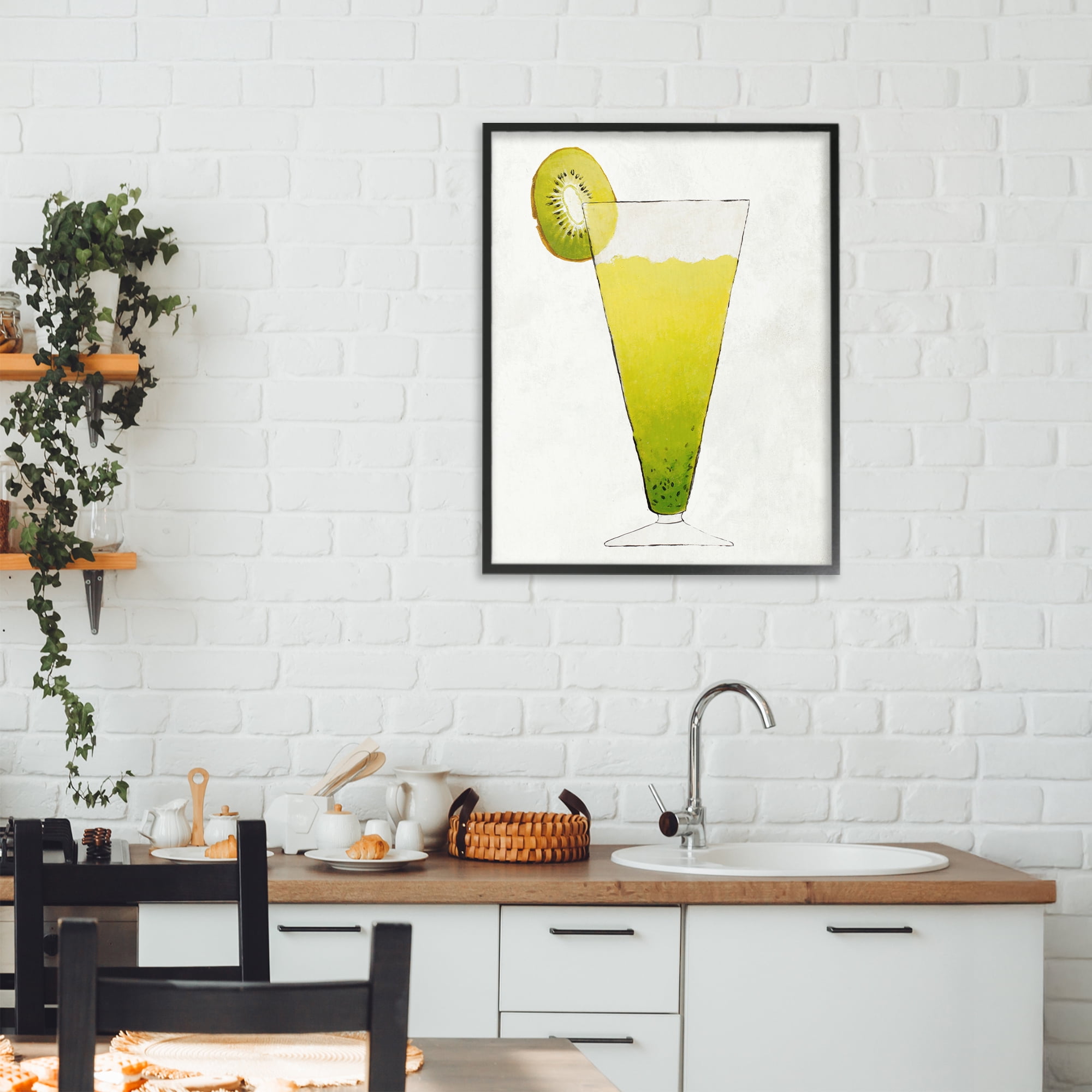 Stupell Industries Summer Cocktail Kiwi Slice Black Framed Giclee Art, design by Lorenzo Collective