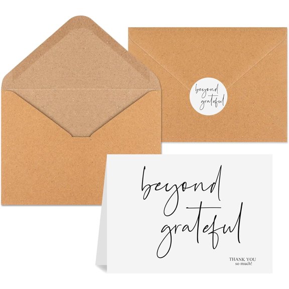 Thank You Cards with Envelopes 34 Pcs, Beyond Grateful 3.5x5 Wedding Thank You Cards With Envelopes&Stickers, Blank Bridal Shower Thank You Cards, Thank You Cards With Envelopes Bulk