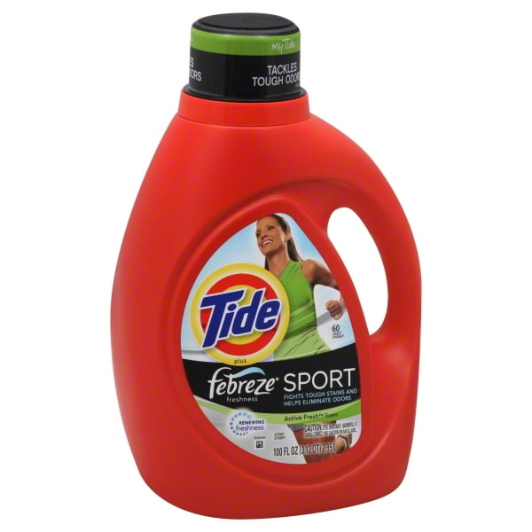 Tide Liquid Detergent Plus Febreze Freshness Sport Active Fresh Scent, 60 Uses, 100 fl oz