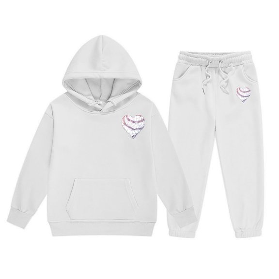 LUOGENLI Outfits Baby Girl Rompers 6-9 Months Reindeer Girls' Hoodie Set Children's Two Piece Set Medium and Small Children's Solid Color Long Sleeved Hoodie and Sweatpants White 2-3 Years