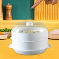 thumbnail image 1 of Vaporera redonda para microondas, utensilios de cocina, olla de cocina, tapa transparente, plato, contenedor de comida para pescado, verduras caseras, , doble perfecl Vaporizador de microondas, 1 of 8