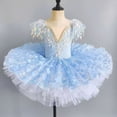 thumbnail image 3 of Ticikt Ballerina Swan Lake Dance Pancake Platter Tutu Ruffle Sleeve Floral Print Gymnastics Leotard Ballet Tutu, 3 of 4