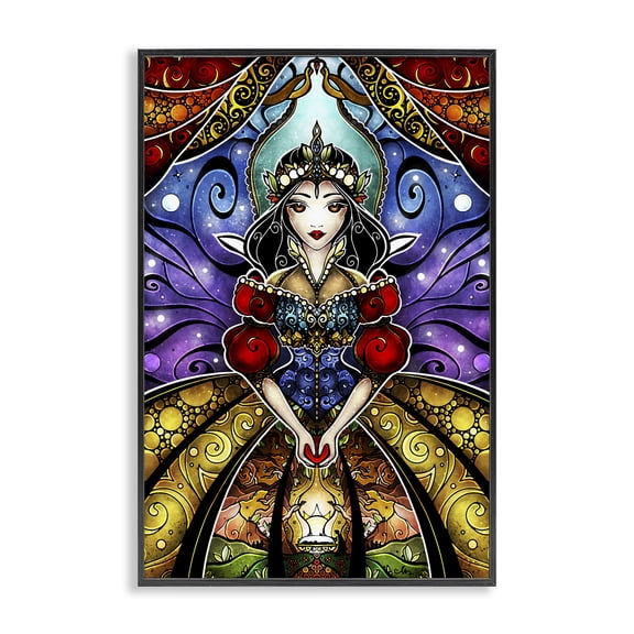 Stupell Industries Bohemian Nouveau Princess Portrait Black Framed Giclee Art, 12 x 18, by Mandie Manzano