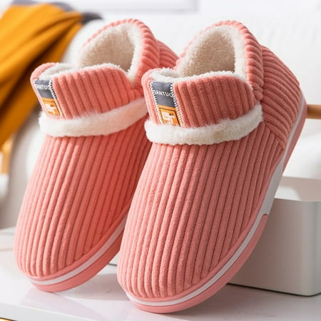 

QWZNDZGR Fleece Home Cotton Shoes For Men Indoor Winter Flip-flops Male House Slippers Big Size 46 47 Warm Booties Slippers Closed Back