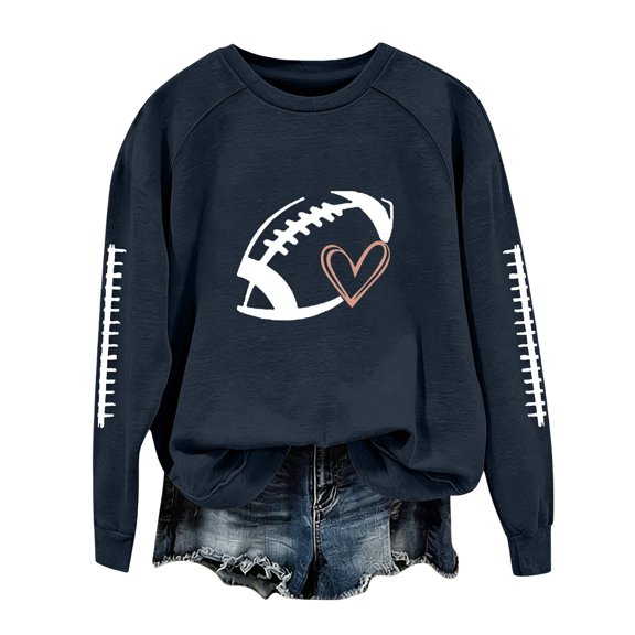 Game Day Football Sweatshirts for Women - Long Sleeve Football Shirts, Cute Cheer Mom Shirt, Crewneck Pullover Tops