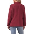 thumbnail image 3 of Blazer de mujer INSPIRE CHIC con solapa muesca, de manga larga, de un solo botón, chaquetas de traje de trabajo, color rojo vino, 3 of 6