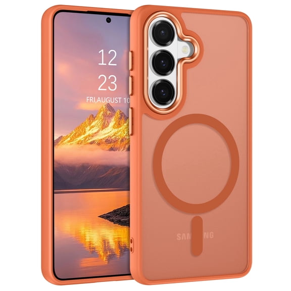 DOMAVER Samsung Galaxy S26 Case 6.3 Inch, MagSafe Compatible Matte Translucent Cover, Slim Shockproof Protective - Orange
