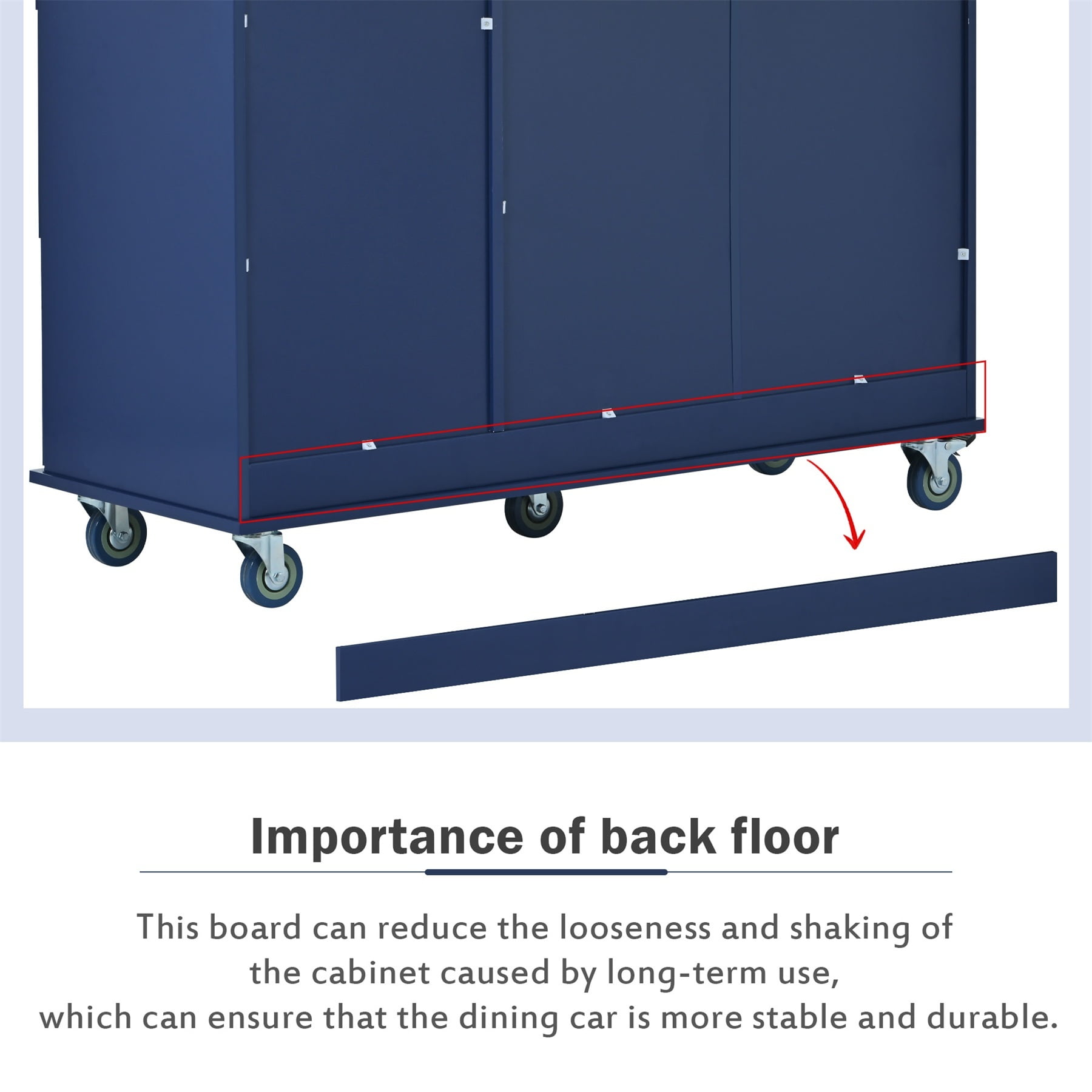 Alvantor 53'' Kitchen Island Carts, Mobile Buffet Cabinet with Drop Leaf, Spice Rack and Towel Rack for Dining Room Living Room Blue