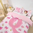thumbnail image 3 of jejeloiu Bowknot Floral Initial Q Queen Duvet Cover Set For Girls,Modern Classic Geometric Checkered Bedding For Kids,Pink Reversible,3-Piece(No Comforter), 3 of 6