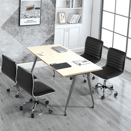 SmileMart Modern Adjustable Armless Faux Leather Swivel Office Chair, Black