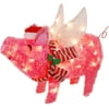 Christmas Light Up Pig with Wings,Striped Scarf LED Lighted Pig Christmas Decoration,Lighted Pig Holiday Yard Decorations
