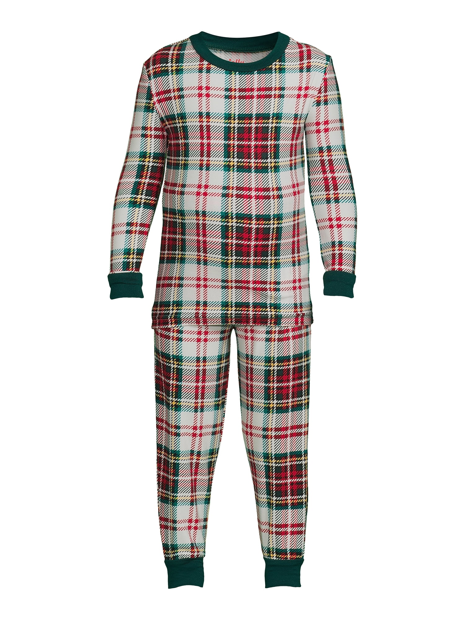 Jolly Jammies Baby and Toddler Unisex Matching Family Pajamas Holiday Plaid Long Sleeve Top and Pants, 2-Piece Sleepwear Set