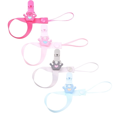 4 Pcs Pacifier Clips, Cute Crown Soother Holders, Teething Ring Accessories for Special Occasions