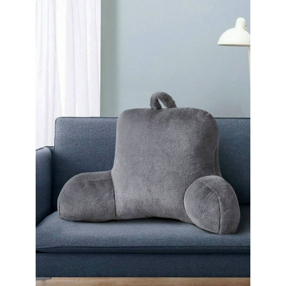 odorsTT Backrest,Microfiber Faux Fur Plush Bedrest Pillow With 8.5"Arm Rests - Ultra-Soft, Cozy, Ideal For Dorms,Grey