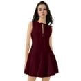 thumbnail image 2 of Robe Courte Trapèze Sans Manches pour Femmes Été à Nouer devant Boîte de Nuit Fête Nœud - Robes Courtes à Fermeture Éclair Rouge Vin P, 2 of 10