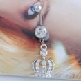 thumbnail image 4 of Imperial Crown Shape Rhinestone Navel Ring Anti allergy Piercing Body Jewelry, 4 of 8