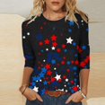 thumbnail image 2 of Camisetas de Manga Larga de las Mujeres Imprimir 3/4 Manga Cuello Redondo Blusa, Camiseta Casual para la Primavera Y el Verano, 2 of 5