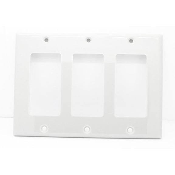 RiteAV Blank Wall Plate for Keystone Jacks - Ivory 3 Gang Decorative