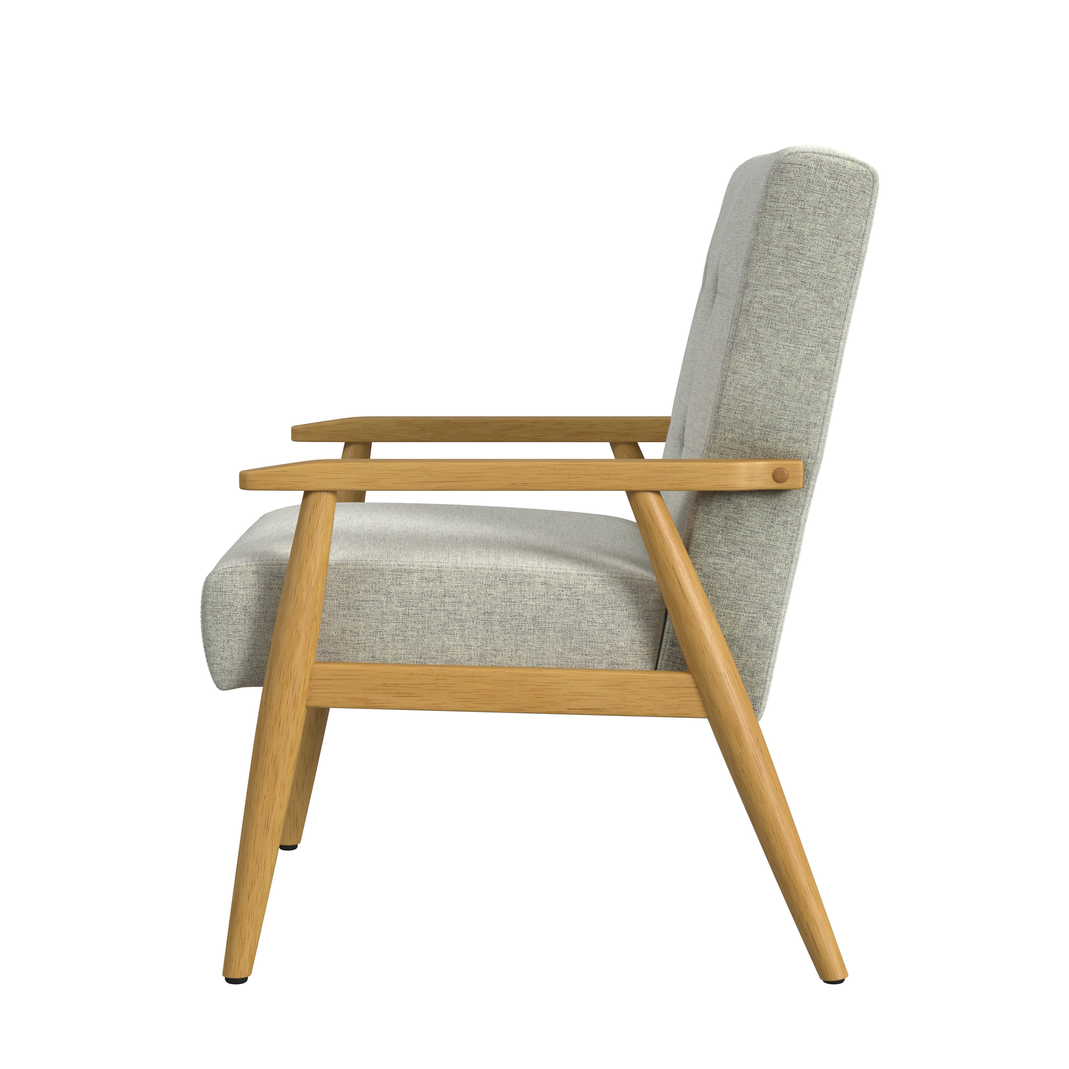 HomePop Mid-Century Exposed Wood Fram Accent Chair, Light Gray