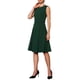 thumbnail image 4 of Vestido sin mangas para mujer INSPIRE CHIC con cremallera, cinturón y corte acampanado, vestido midi para el trabajo, color verde oscuro, 4 of 5