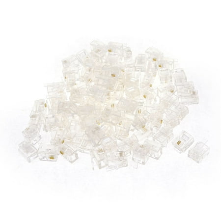 Unique Bargains 100 Pieces 6 Position 4 Pin RJ11 Telephone Cord Plug Jack Socket