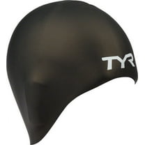 TYR Adult Fit Wrinkle Free Silicone Long Hair Swim Cap - Black