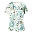 thumbnail image 4 of QUINDOS Womens Plus Tshirts Summer Green Short Sleeve Womens Tops Plus Size Floral Work V-neck Tops, 4 of 4