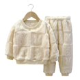 thumbnail image 1 of Pyjamas en Polyester pour Enfants 2 Pcs/ensemble Ensemble de Pyjamas pour Enfants Automne Hiver Couleur Unie Rabbit Col Rond Épais Chaud sous-Vêtements Thermiques Garçons Filles Manches Longues Haut Pantalon, 1 of 8