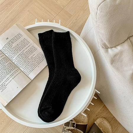 

5 pair Women Autumn And Winter Solid Color Multicolor Thickened Warm Socks Casual Midtube Socks Color Random