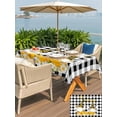 thumbnail image 4 of Outdoor Tablecloth with Umbrella Hole and Zipper, Daisy Bees Gnomes Rectangle Table Cloth 52x70 Inch Waterproof Tablecloth, Black White Plaid Farmhouse Picnic Table Cover for Patio Camping, 4 of 7