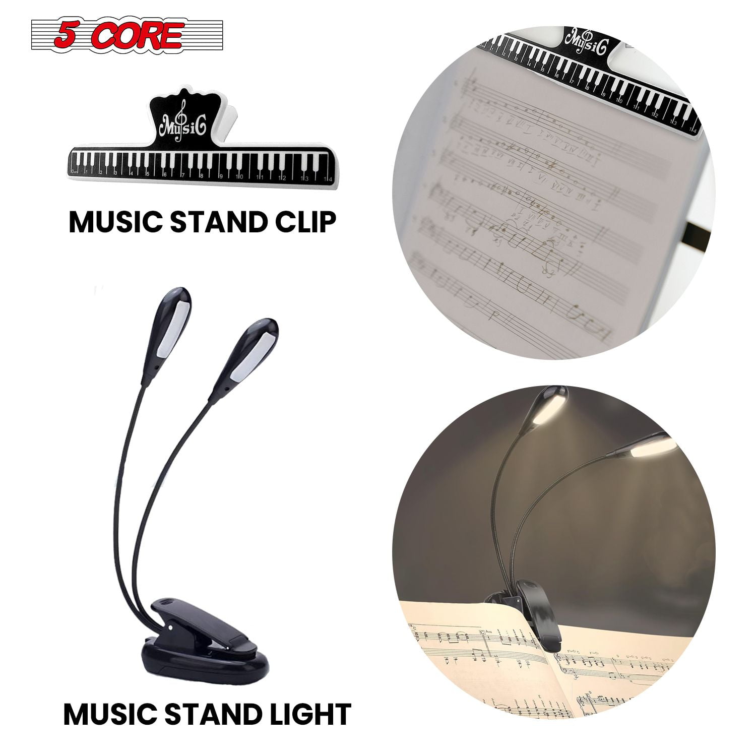 Music Stand For Sheet Music Height Adjustable Portable Folding Atril Para Partituras w Light Clip for Guitar Players Violinists Cellists Pianists - MUS FLD HD ACC BLU