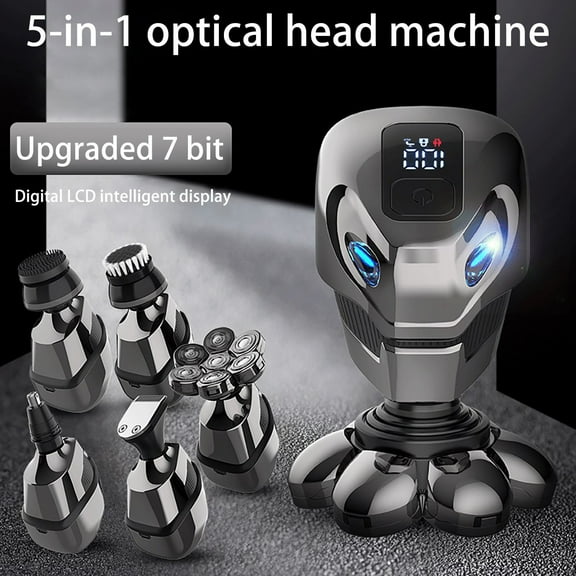 Xihbxyly dia del primer ministro Afeitadora digital para hombre, 5 en 1, recargable, lavable y con pantalla LCD 7D