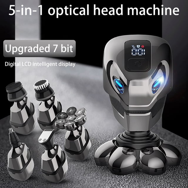Afeitadora eléctrica digital 7D LCD para hombre, lavable, recargable y cinco en uno para todo el cuerpo