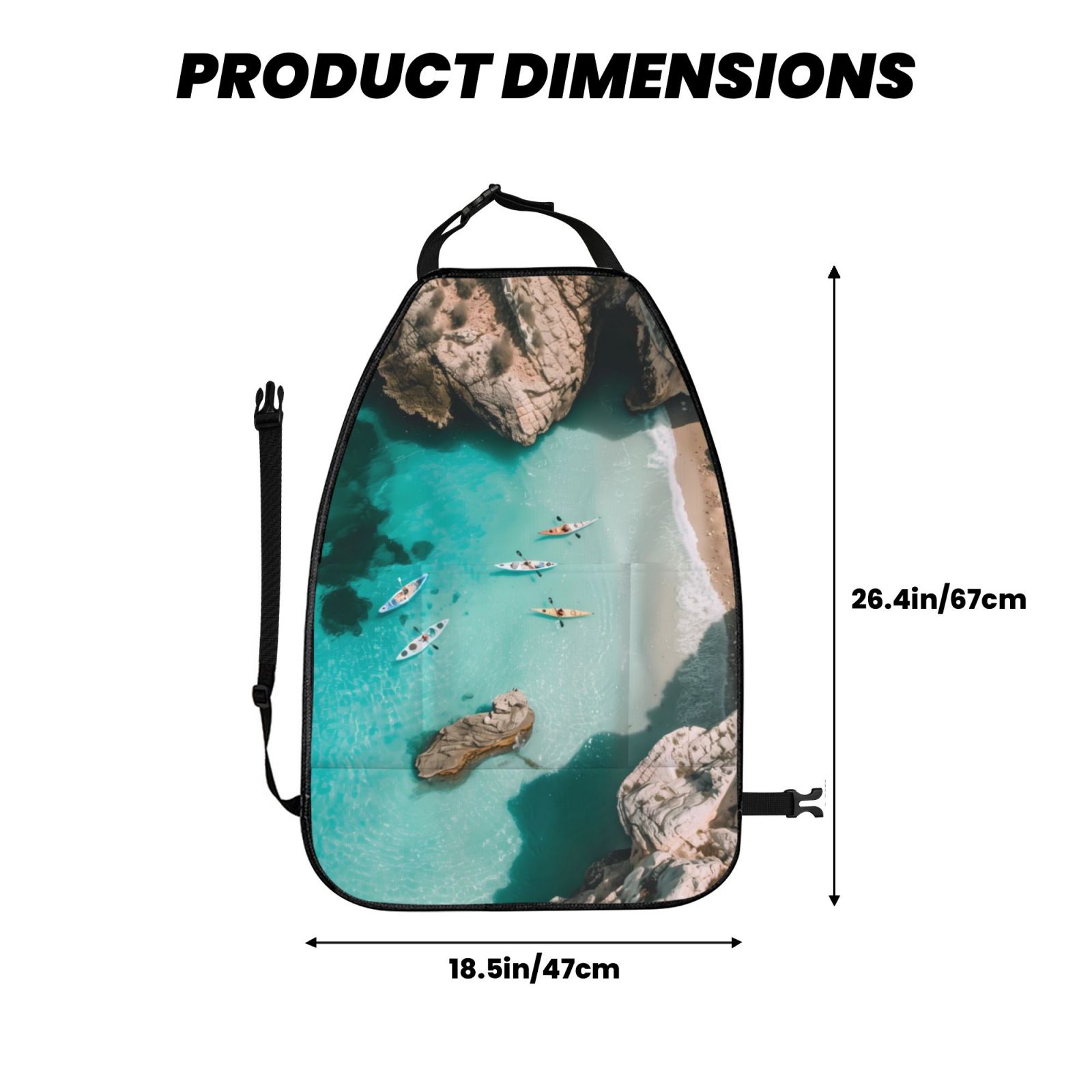 Naloa Turquoise Beach Kayaking 2Pcs Anti-Kick Back Seat Cover Kick Mat, Car Seat Protector with 3 Storage Pockets