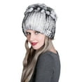thumbnail image 1 of Contrast Color Furry Hat for Women  Winter Beanie with Patchwork, 1 of 4