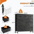 thumbnail image 3 of Dresser, Betcozy Storage Organizer with 9 Drawers for Bedroom, Chest of Drawer with Fabric Bin, Sturdy Metal Frame, Wood Top for Closet, Nursery,Black, 3 of 7