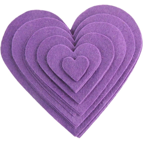 Playfully Ever After 1 to 6 inch Multi-Size Pack 24pc Felt Hearts (Purple)