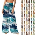 thumbnail image 1 of Pincandy Women Mesh Boho Beach Pants See Through Sheer Swimsuit Bikini Bottom Cover up Party Elastic High Waist Wide Leg Pants, 1 of 7