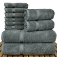 thumbnail image 2 of Luxury Hotel & Spa Collection, Quick Dry 100% Turkish Cotton, 700 GSM, Eco Friendly Towel, Bathroom and Kitchen Dobby Border Towels, 2-Bath Towel, 2-Hand Towel, 6-Washcloth (Bundle Set of 10, Gray), 2 of 3