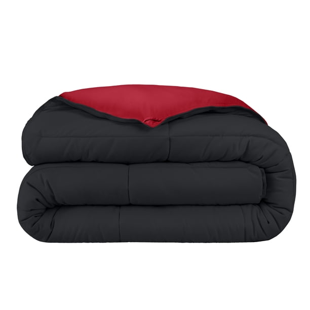 Edredón de plumón Alternativo Bare Home reversible Twin/Twin-XL negro/rojo