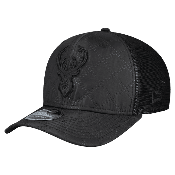 Men's New Era  Black Milwaukee Bucks Quilted 9SEVENTY Trucker Adjustable Hat