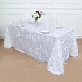 thumbnail image 5 of Balsa Circle 90" x 132" White Leaf Petals Taffeta Rectangle Tablecloth Reception Catering, 5 of 8
