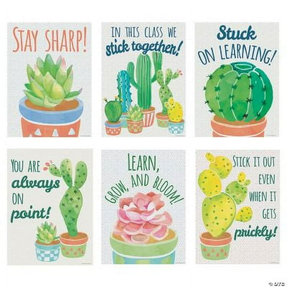 Cactus Motivational Posters, Classroom, Educational, 6 Pieces