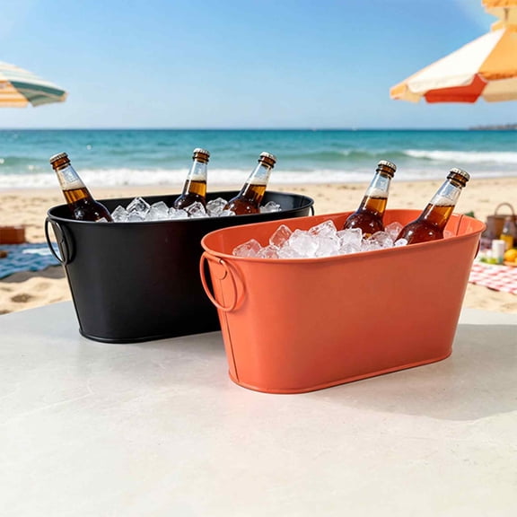 KGJQ Metal Ice Buckets for Parties, Portable Beverage Tub with Handles, Large Capacity Storage Bucket for Beer Champagne Cocktail, Multi-purpose Flower Planter