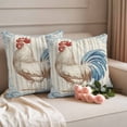 thumbnail image 2 of Retro Rooster Outdoor Waterproof Pillow Covers, Blue Farmhouse Animals Watercolor Decorative Square Throw Pillowcase Sofa Cushion Sham for Patio/Couch/Chair, 16"x16" 2 Pack, 2 of 8