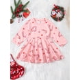 thumbnail image 2 of Liacowi Toddler Girls Sweet Princess Dress Long Sleeve Candy Cane Print Dress for Christm Party, 2 of 8