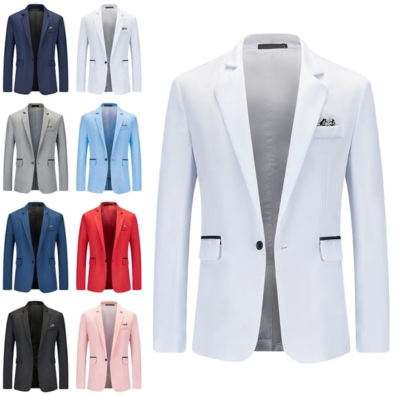 Danhjin Men's Blazer Jackets Business Casual Lapel Button Down Formal Long Sleeve Suit Jackets Dress Office Work Wedding Guest Outwear Coats