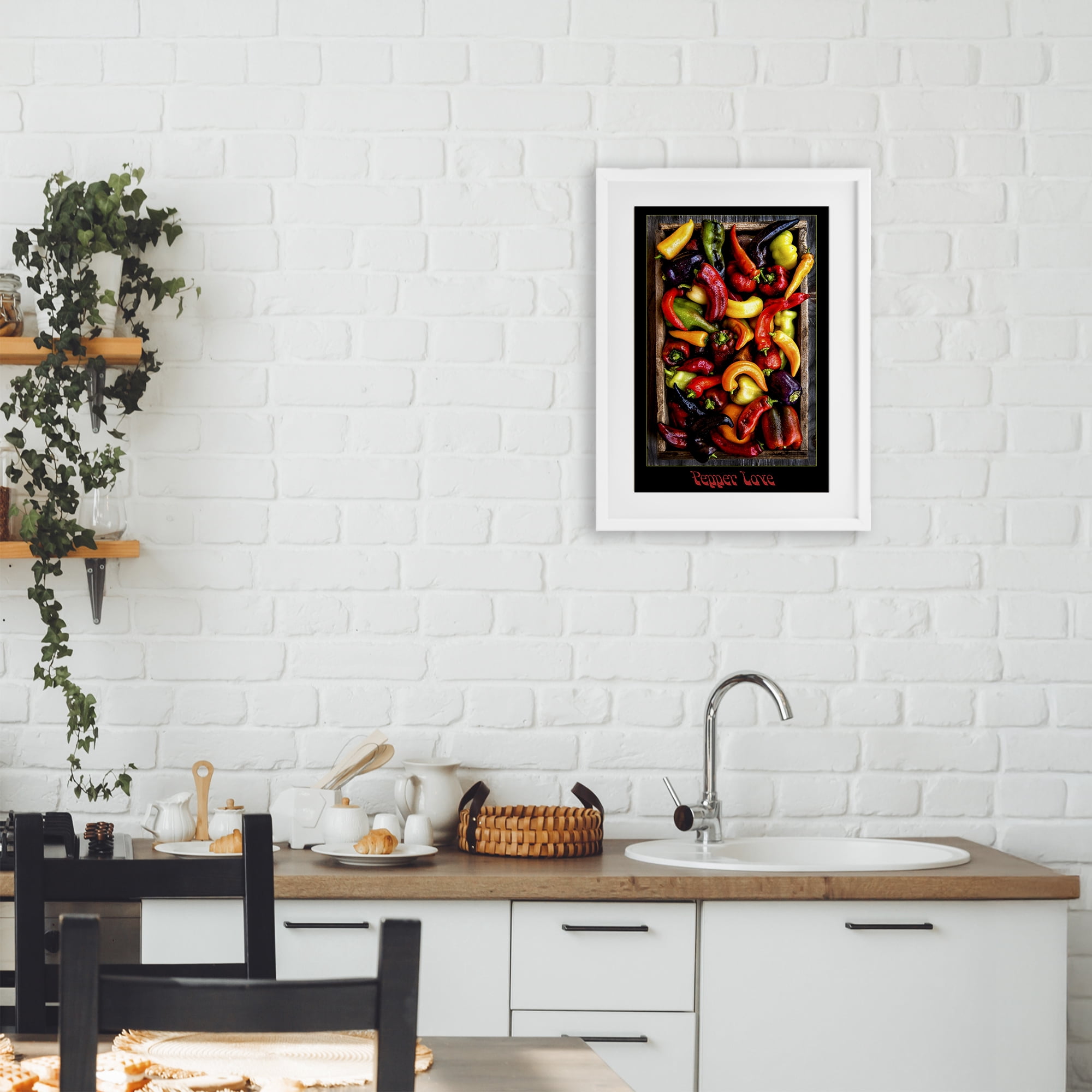 Stupell Industries Pepper Love Vibrant Vegetables White Framed Print Under Glass, design by Carl Kravats