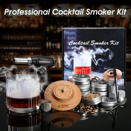 Cocktail Smoker Kit, Meromore Old Fashioned Smoker Kit for Bourbon with Torch and 3 Different Wood Chips, Whiskey Gifts for Men (Without Butane)