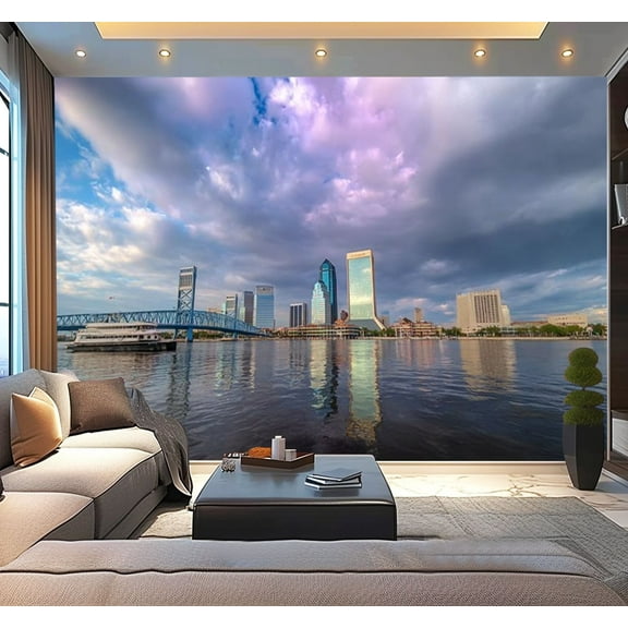 Peel and Stick Wallpaper Waterproof City Jacksonville Florida Wall Mural Decor Self Adhesive and Removable 100in x 144in
